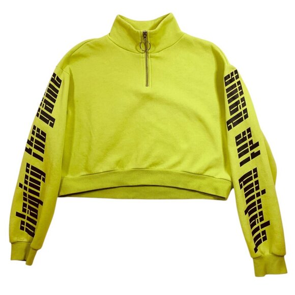 H&M  woman 's neon green cropped sweatshirt size s - Picture 5 of 12